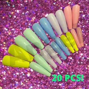 NEW Coffin Ballerina Rainbow Square Press On Nails